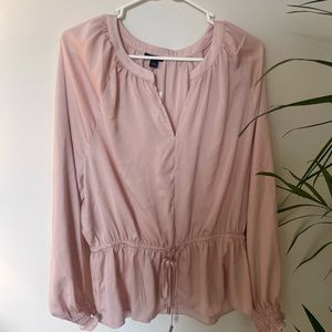 Ann Taylor Pink Light Weight Long Sleeve Blouse